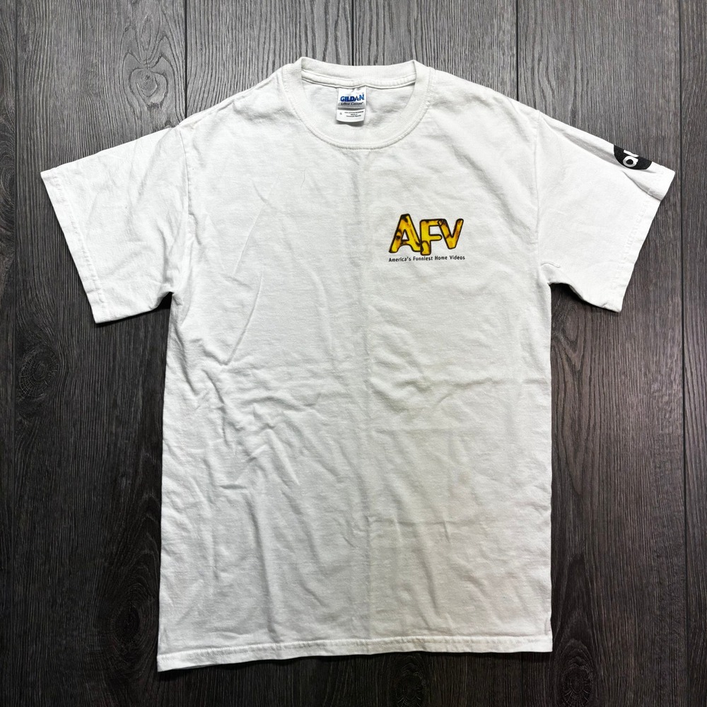 Y2k AFV Americas Funniest Home Videos T-Shirt Mens Small White ABC Promo Tee